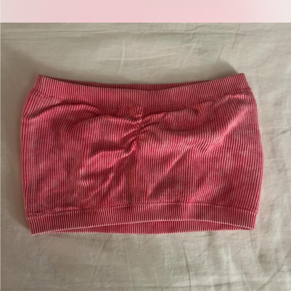 American Eagle Outfitters Pink Ribbed Bandeau Top